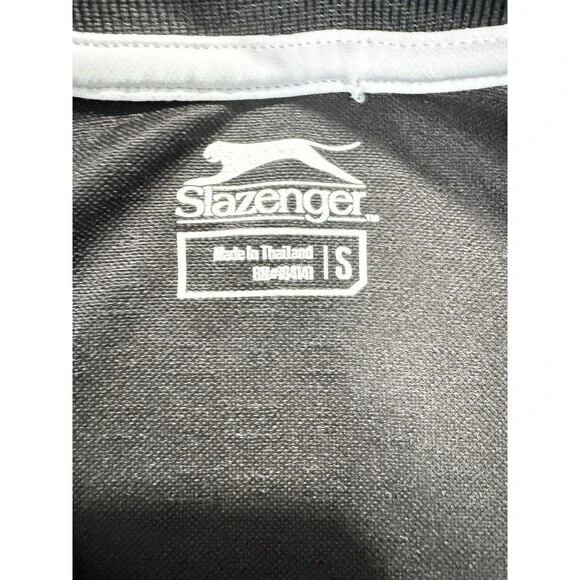 Slazenger golf shirt womens Sz S Black White Trim Short Sleeve Polo Zippered Fro - Picture 5 of 7